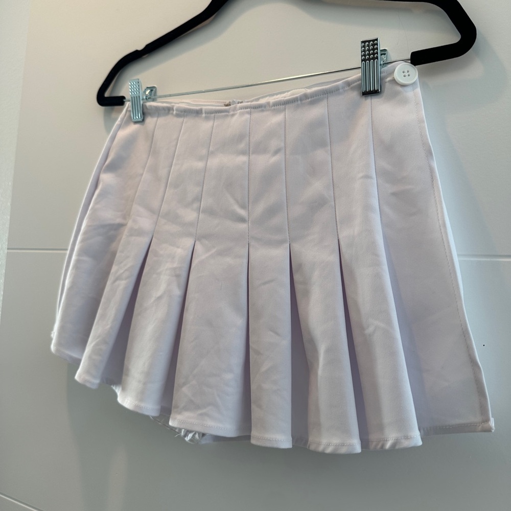 Superdown White Pleated Tennis Mini Skirt High Waist | Size S - Picture 11 of 12